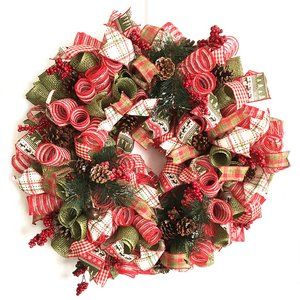 Reindeer Farmhouse Winter Wreath for Front Door Rustic Pinecone Farmhouse Decor